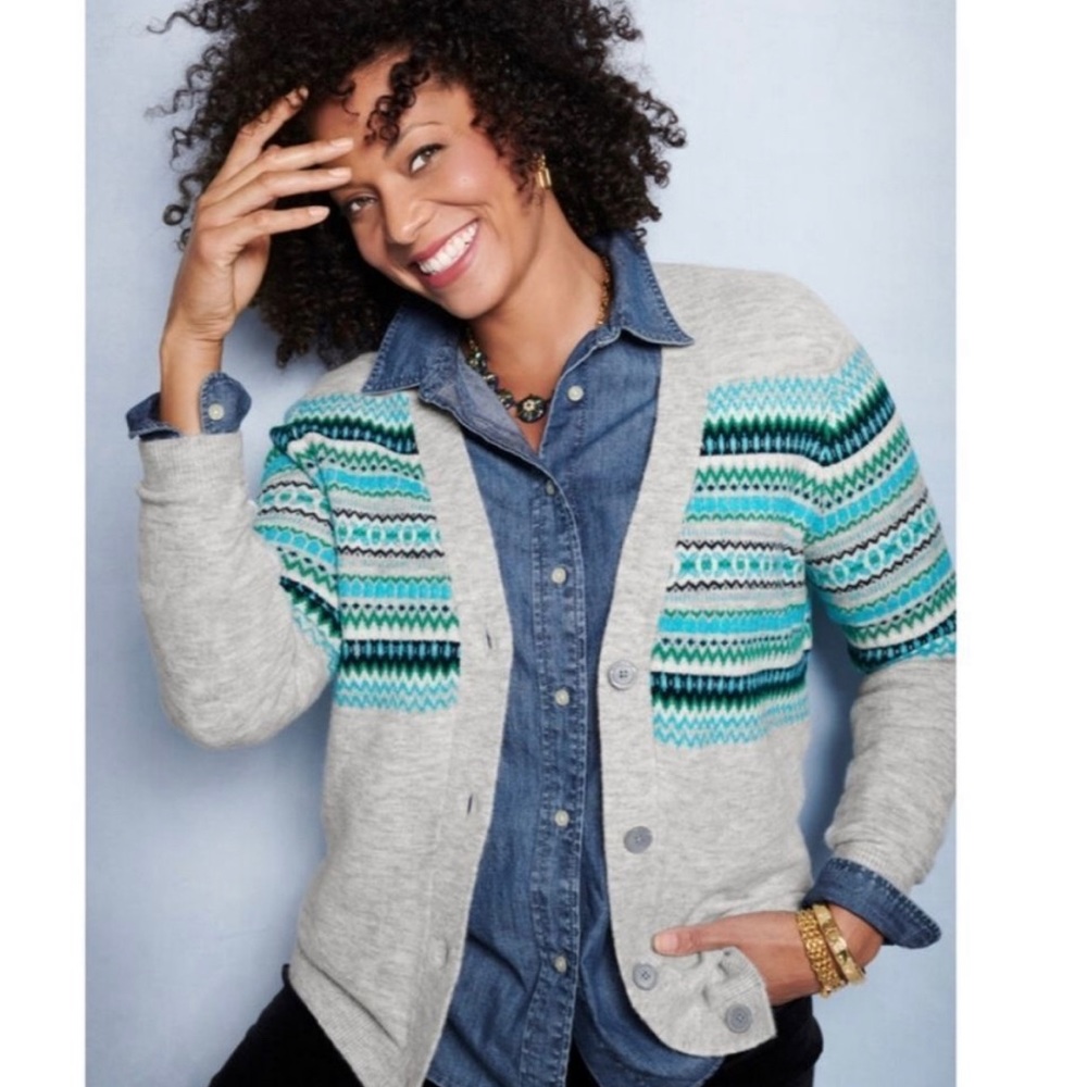 Talbots Fair Isle Cardigan, Size Large